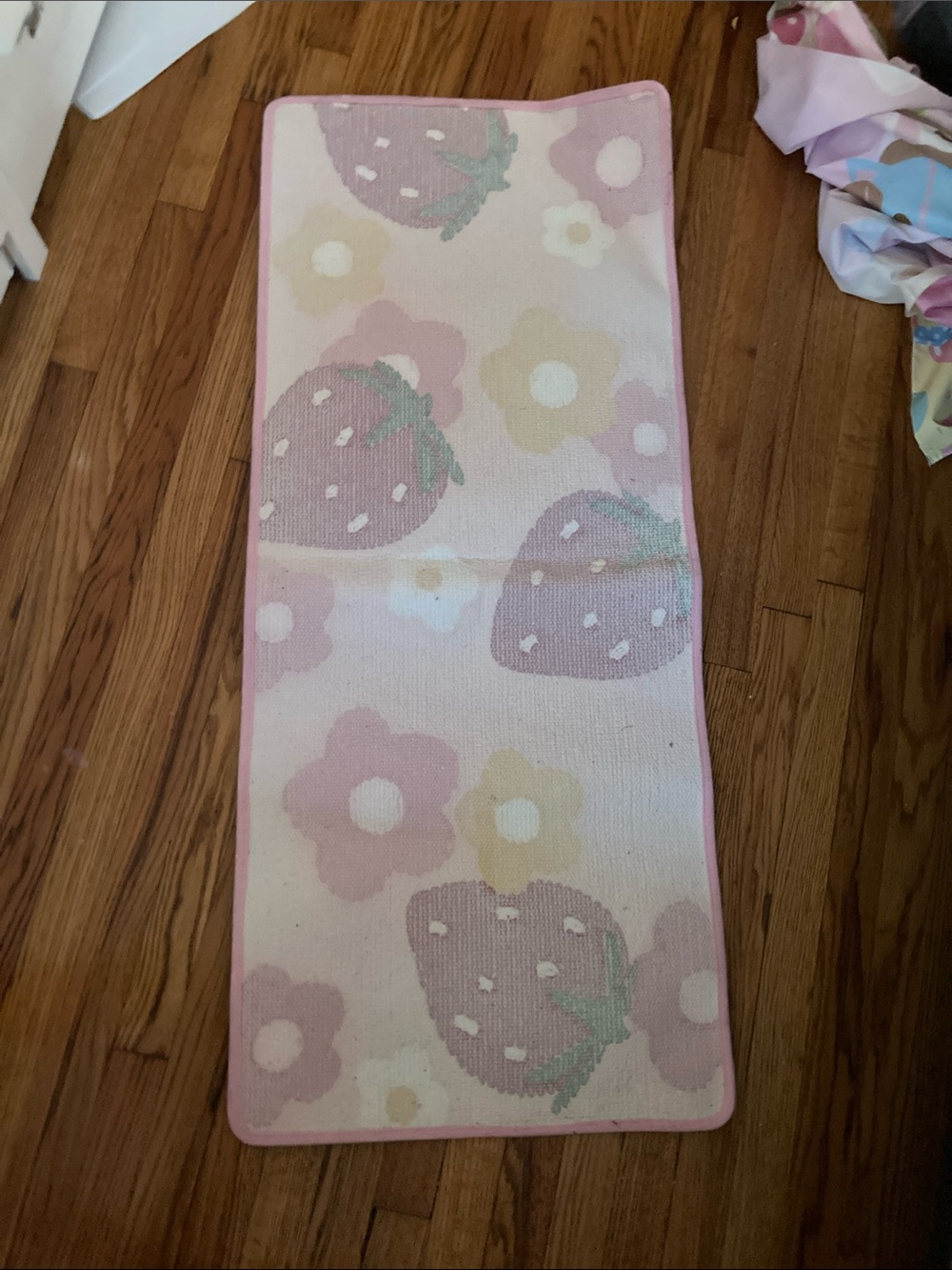 Strawberry Floral Pink Runner Rug - Picture 3 of 3